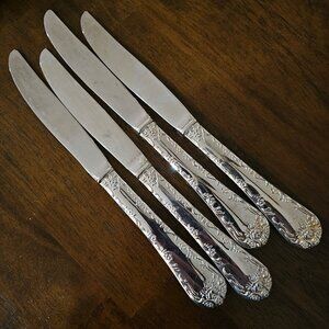 4 Williams Rogers Enchanted Rose knife 9" floral embossed maximalism 1995